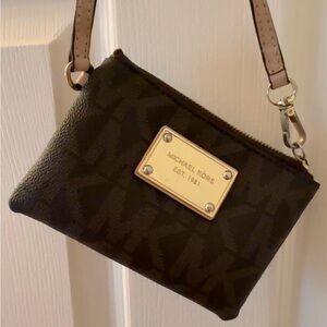 Michael Kors Dark Brown Logo Wristlet